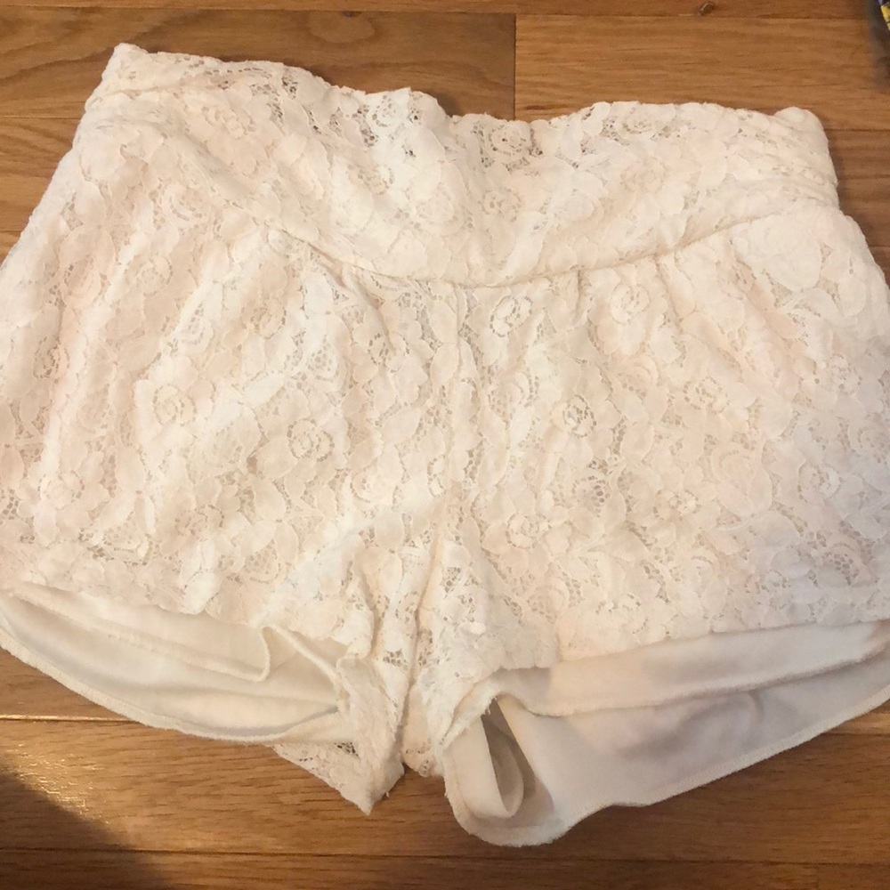 White lace shorts